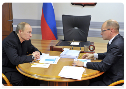 Prime Minister Vladimir Putin meeting with Rosatom State Corporation Head Sergei Kiriyenko