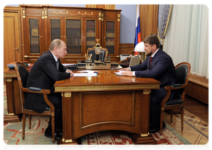 Prime Minister Vladimir Putin meeting with Chechen leader Ramzan Kadyrov