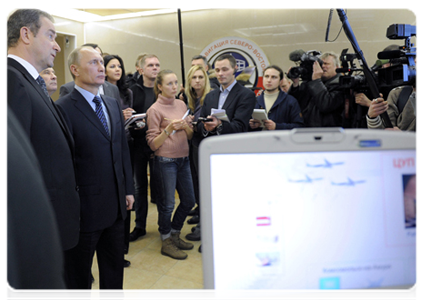 Prime Minister Vladimir Putin inspects North-East Air Navigation, a branch of the Federal State Unitary Enterprise State ATM Corporation