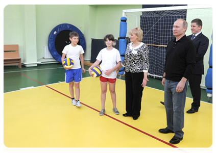 Prime Minister Vladimir Putin visiting the Evrika lyceum in the town of Cheryomushki