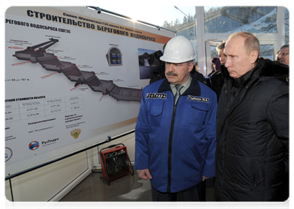 Prime Minister Vladimir Putin visits the Sayano-Shushenshaya hydroelectric power station and takes part in the commissioning ceremony for a new power unit