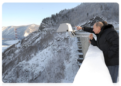 Prime Minister Vladimir Putin visits the Sayano-Shushenshaya hydroelectric power station