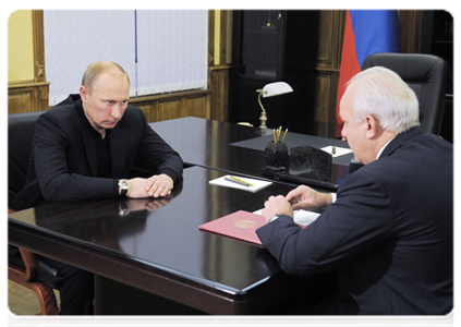 Prime Minister Vladimir Putin meeting with the head of the Republic of Khakassia Viktor Zimin