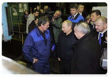 Prime Minister Vladimir Putin visits Baltiysky Zavod