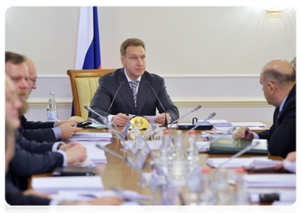 First Deputy Prime Minister Igor Shuvalov chairs a meeting of the Presidential Council for  Financial Market Development