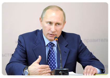 Prime Minister Vladimir Putin at a meeting in St Petersburg on training skilled workers in demand in the economy