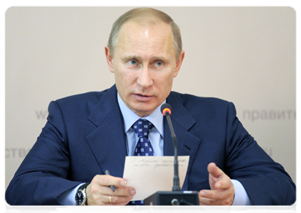 Prime Minister Vladimir Putin at a meeting in St Petersburg on training skilled workers in demand in the economy