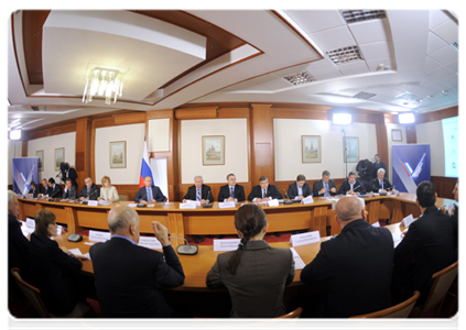 Prime Minister Vladimir Putin chairs a meeting of the Russian Popular Front’s campaign headquarters and Coordinating Council