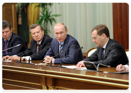 President Dmitry Medvedev, Prime Minister Vladimir Putin, First Deputy Prime Minister Viktor Zubkov and Deputy Prime Minister Dmitry Kozak