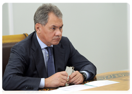 Minister of Civil Defence, Emergencies and Disaster Relief Sergei Shoigu at a meeting on the earthquake in Tuva and natural disasters in other Russian regions