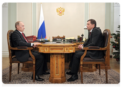 Prime Minister Vladimir Putin has a meeting with Deputy Prime Minister Vladislav Surkov