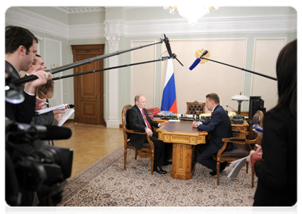 Председатель Правительства Российской Федерации В.В.Путин провёл рабочую встречу с главой ОАО «Газпром» А.Б.Миллером
