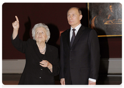 Prime Minister Vladimir Putin and Pushkin Fine Arts Museum Director Irina Antonova