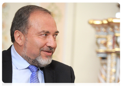 Israeli Deputy Prime Minister and Minister of Foreign Affairs Avigdor Lieberman at a meeting with Prime Minister Vladimir Putin