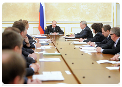 Prime Minister Vladimir Putin holding a meeting on saving the Bogoslovsky Aluminum Plant and the Taganrog Automobile Plant