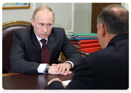 Prime Minister Vladimir Putin meeting with TMK Chairman of the Board Dmitry Pumpyansky