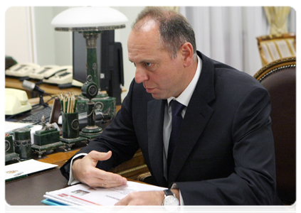 TMK Chairman of the Board Dmitry Pumpyansky at a meeting with Prime Minister Vladimir Putin