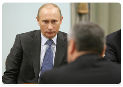 Prime Minister Vladimir Putin meeting with South Ossetian President Eduard Kokoity