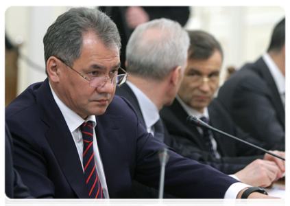 Minister of Civil Defence, Emergencies and Disaster Relief Sergei Shoigu at a Government Presidium meeting