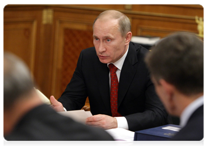 Prime Minister Vladimir Putin at a meeting of the Vnesheconombank Observation Council