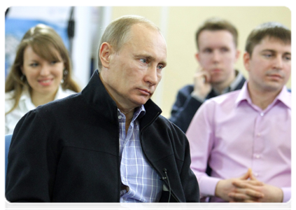 Prime Minister Vladimir Putin meeting in Sochi with representatives of student organisations