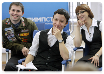 Representatives of student organisations at a meeting with Prime Minister Vladimir Putin
