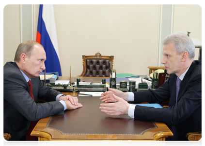 Prime Minister Vladimir Putin meeting with Minister of Education and Science Andrei Fursenko
