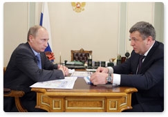 Председатель Правительства Российской Федерации В.В.Путин провёл рабочую встречу с губернатором Костромской области И.Н.Слюняевым