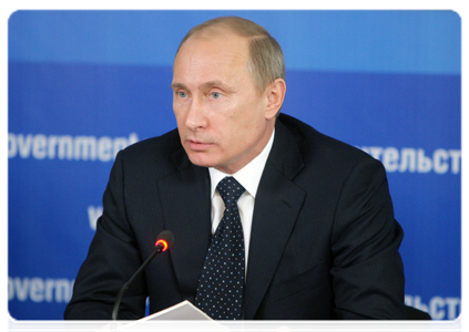 Prime Minister Vladimir Putin chairing a meeting in St Petersburg on the performance of Russia’s fuel and energy sector in 2010 and its objectives for 2011