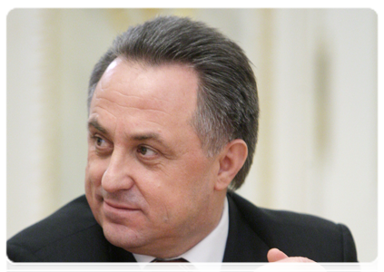 Minister of Sport, Tourism and Youth Policy Vitaly Mutko during a video conference on preparations for the 27th Summer World University Games