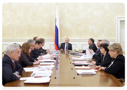 Prime Minister Vladimir Putin at a meeting on the drafting of state programmes