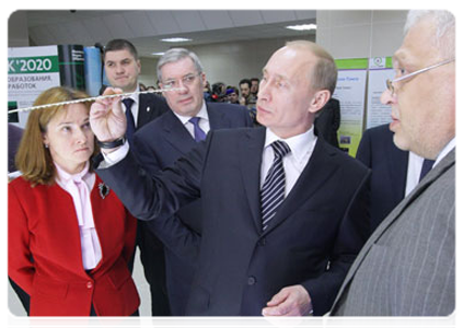 Prime Minister Vladimir Putin at Tomsk special economic zone exhibition