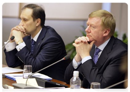 Anatoly Chubais, CEO of Russian Corporation of Nanotechnologies, at a meeting on improving incentives for regional innovation in the Tomsk Region