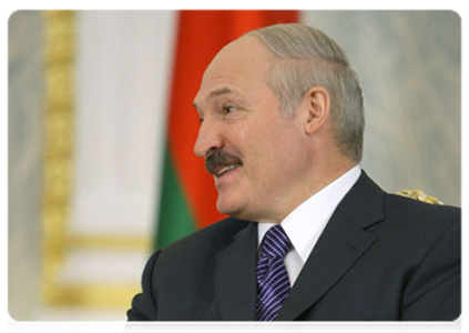 Belarusian President Alexander Lukashenko at a meeting with Prime Minister Vladimir Putin
