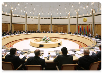Prime Minister Vladimir Putin at a meeting of the Council of Ministers of the Union State