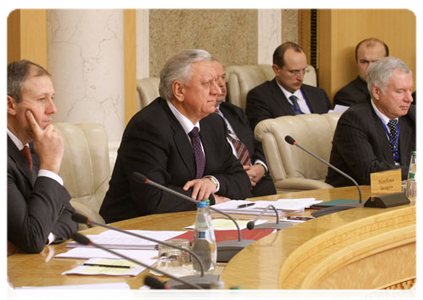 Belarusian Prime Minister Mikhail Myasnikovich during a meeting of the prime ministers of the Interstate Council of the Eurasian Economic Community, the supreme body of the Customs Union