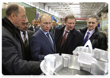 Prime Minister Vladimir Putin visits the Votkinsk plant in Udmurtia