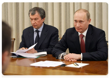 Prime Minister Vladimir Putin with top managers of BASF