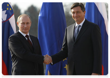 Prime Minister Vladimir Putin at a meeting with Slovenian Prime Minister Borut Pahor in Ljubljana
