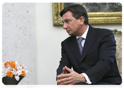 Slovenian Prime Minister Borut Pahor at a meeting with Prime Minister Vladimir Putin