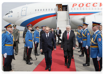 Prime Minister Vladimir Putin arrives in Belgrade to hold talks with Serbia’s leaders