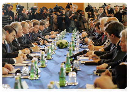 Председатель Правительства Российской Федерации В.В.Путин принял участие в российско-сербских переговорах по экономическим вопросам