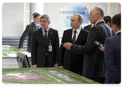 Prime Minister Vladimir Putin inspecting the operation of Sheremetyevo Airport