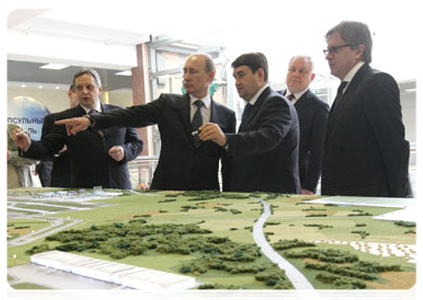 Prime Minister Vladimir Putin inspecting the operation of Sheremetyevo Airport