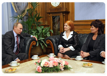 Prime Minister Vladimir Putin meeting with the widows of miners who died in mining accidents in Vorkuta