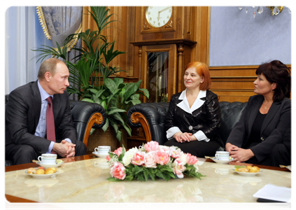 Prime Minister Vladimir Putin meeting with the widows of miners who died in mining accidents in Vorkuta