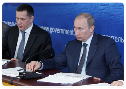 Prime Minister Vladimir Putin at a meeting on improving the environmental situation in Russia