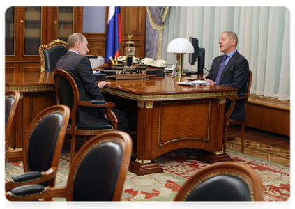 Prime Minister Vladimir Putin at a meeting with Andrei Krainy, head of the Federal Agency for Fishery