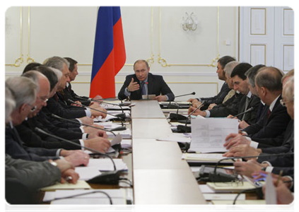 Prime Minister Vladimir Putin at a meeting of the Government Commission on High Technology and Innovation