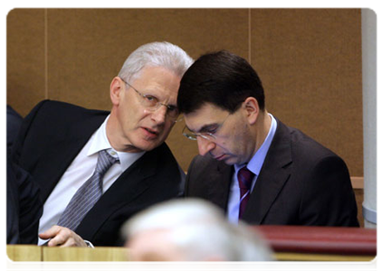 Minister of Education and Science Andrei Fursenko and Minister of Communications and Mass Media Igor Shchegolev
